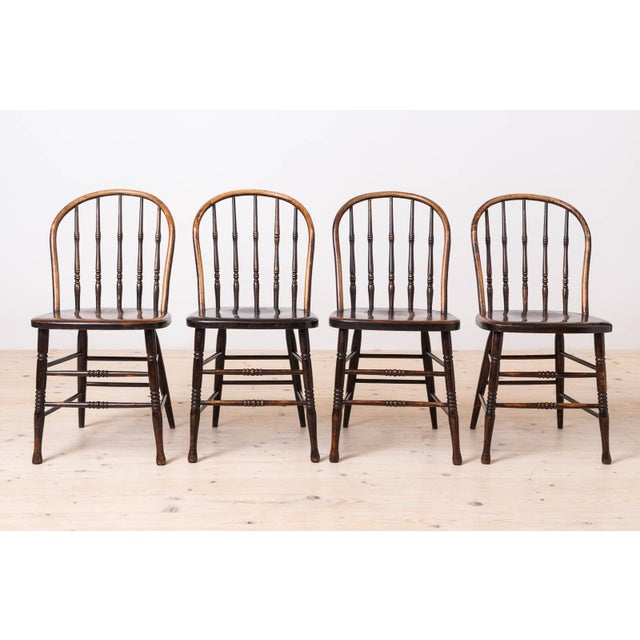 Rustic Antique Countryside Style Dining Chairs, 1890s, Set of 4 For Sale - Image 3 of 12