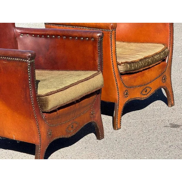 Lounge Chairs and Ottoman attributed to Otto Schultz for Boet AB, Sweden, 1930s, Set of 3 For Sale - Image 3 of 18