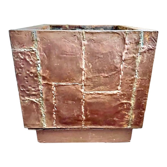 Paul Evans Style Copper Verdigris Planter For Sale