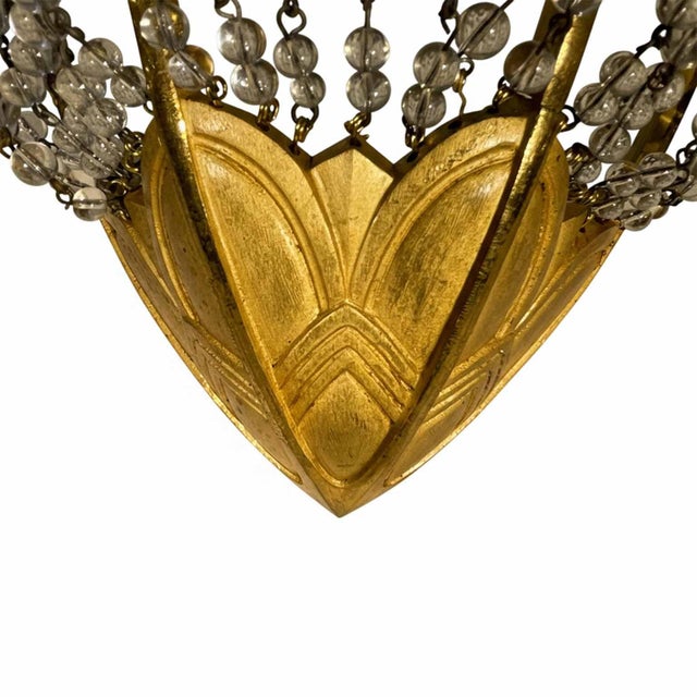 Vintage French Art Deco Wall Lamps in Gilded Bronze and Crystal, 1920, Set of 4 For Sale - Image 6 of 8
