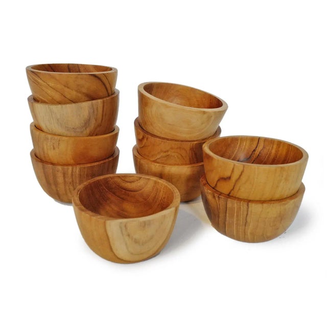 Contemporary Simple Small Teak Wood Bowl For Sale - Image 3 of 5