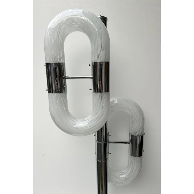 Silver Metal Chain Floor Lamp Murano Glass by Aldo Nason for Mazzega, Italy, 1970s For Sale - Image 8 of 12