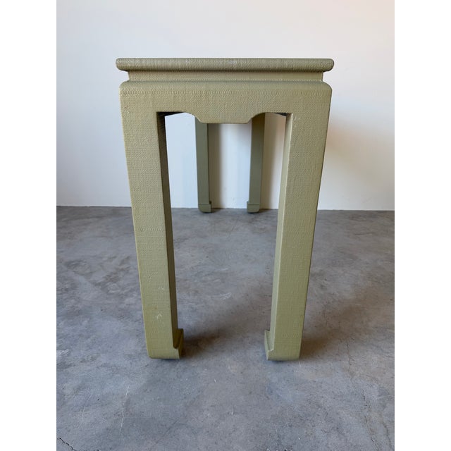 Vintage 1970s Organic Modern Harrison Van Horn Style Lacquered Grasscloth Console Table For Sale - Image 12 of 12