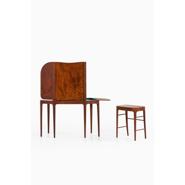 Brown Vanity and Side Table by Carl-Johan Boman, 1940s, Set of 2 For Sale - Image 8 of 14
