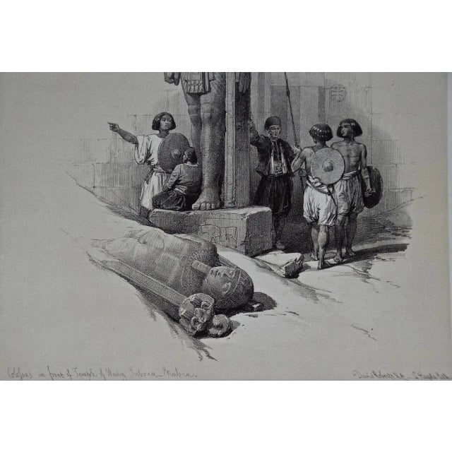 Realism Colossus of the Temple of Wady: Century Duo-Tone Lithograph by David Roberts For Sale - Image 3 of 4