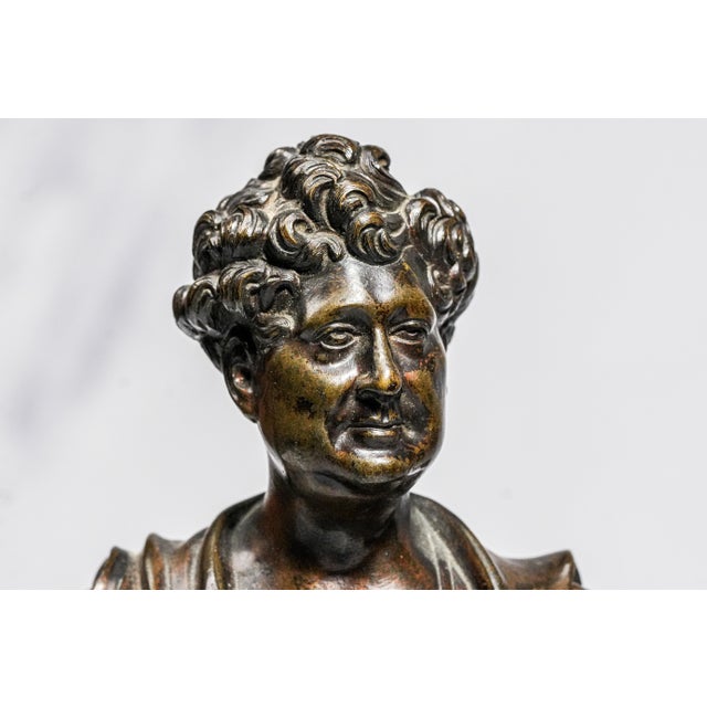 Amazing Pair Antique Bronze English Neoclassical Grand Tour Statue Sculpture Bust Royalty Home Decor For Sale - Image 4 of 17