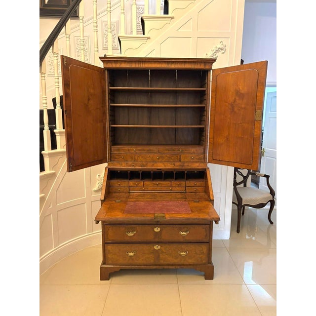 Antique George I Figured Walnut Bureau Bookcase with Secretaire, 1720 For Sale - Image 4 of 18