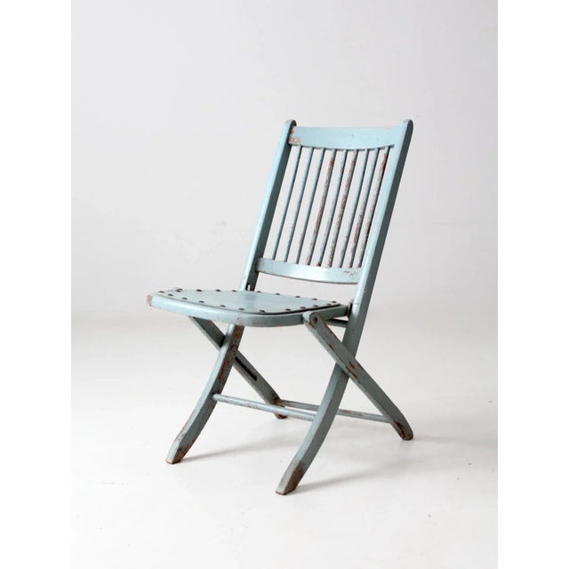 Farmhouse Antique Painted Wood Folding Chair For Sale - Image 3 of 12