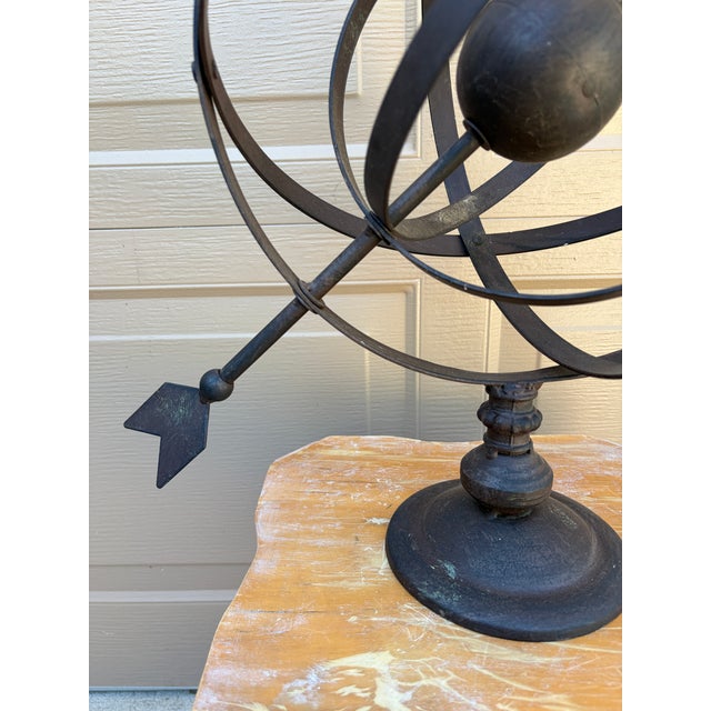 Vintage French Country Iron Garden Armillary Sundial- Outdoor Estate Decor For Sale In South Bend - Image 6 of 9