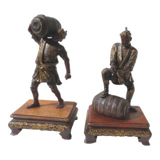 Miyao Fisuke Meiji Japanese Gilt and Bronze Figures- A Pair of 2 For Sale