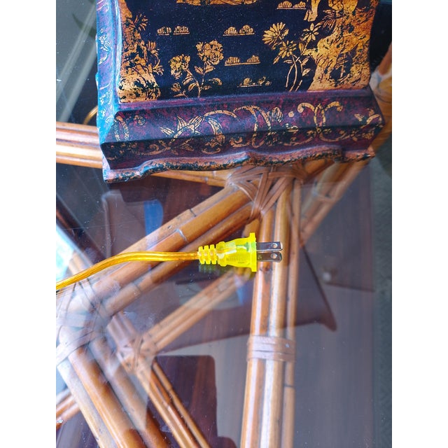 Late 20th Century Frederick Cooper Attributed Chinoiserie Lamp With Silk Pagoda Shade For Sale In Atlanta - Image 6 of 10