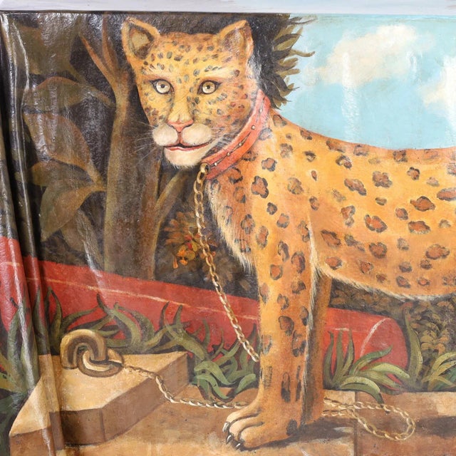 Late 20th Century Mid Century Ghost Drapery Console With Painted Leopard by Reginald Baxter For Sale - Image 5 of 11