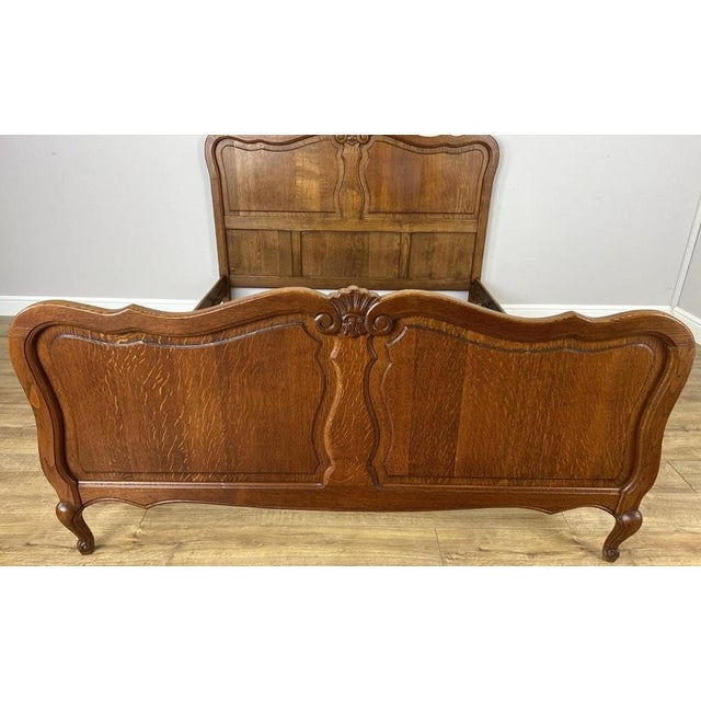 Vintage Louis XVI French Double Bed Frame in Oak For Sale - Image 3 of 13