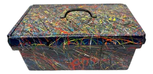 Late 20th Century Pollock Inspired Drip painted Folk Art Box with Lid