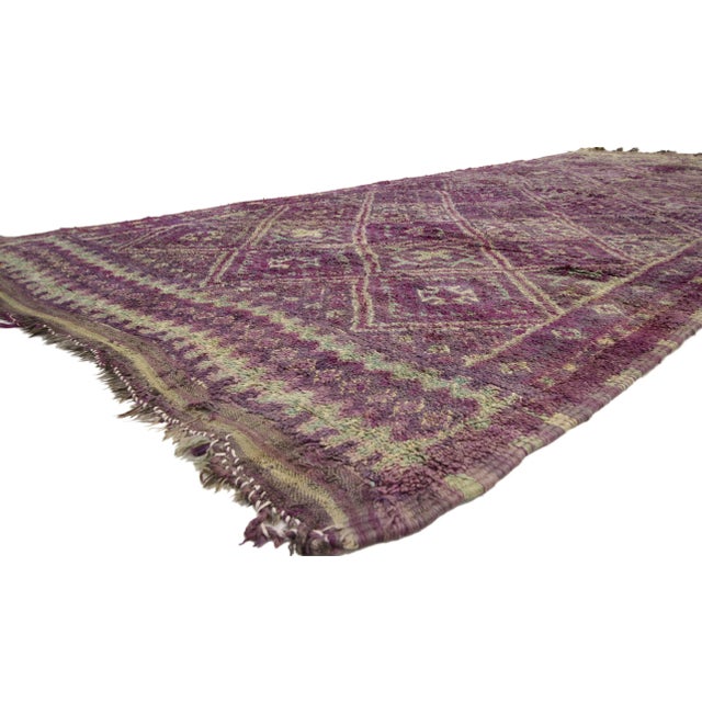 20706 Vintage Purple Beni M'Guild Moroccan Gallery Rug with Tribal Style, Berber Moroccan Rug 06'06 x 14'07. Impressive...