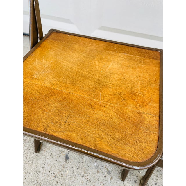 Industrial Vintage 1950s Industrial Metal Veterans of Foreign Wars Folding Chairs - Set of 2 For Sale - Image 3 of 12