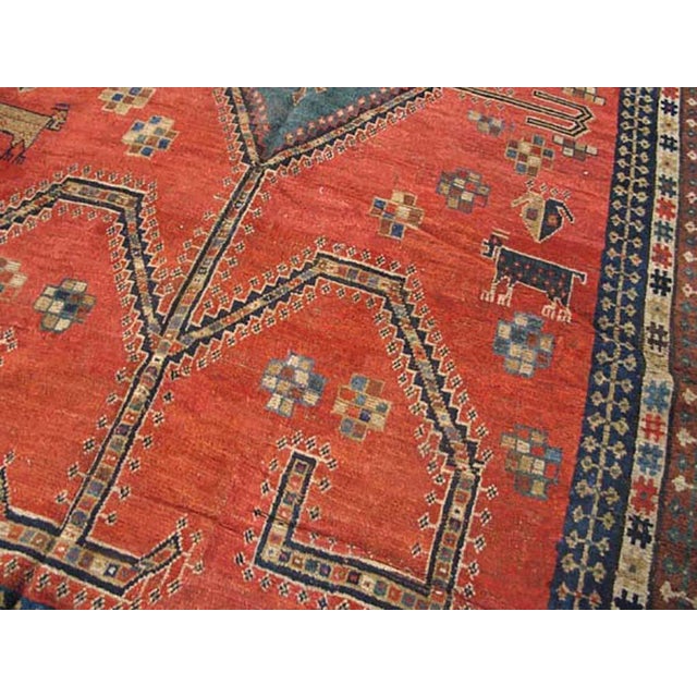 Tribal 1890s Red Rust Medallion Tribal Antique Hand Knotted Persian Gabbeh Rug 5'3" X 8'10" Wool Carpet For Sale - Image 3 of 6