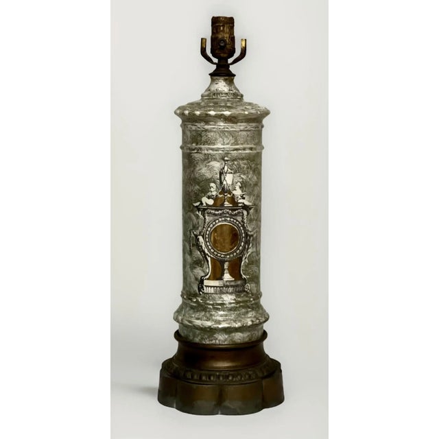 Early 1900s French Neoclassical Reverse Painted Églomisé Lamps, Pair For Sale In Philadelphia - Image 6 of 12