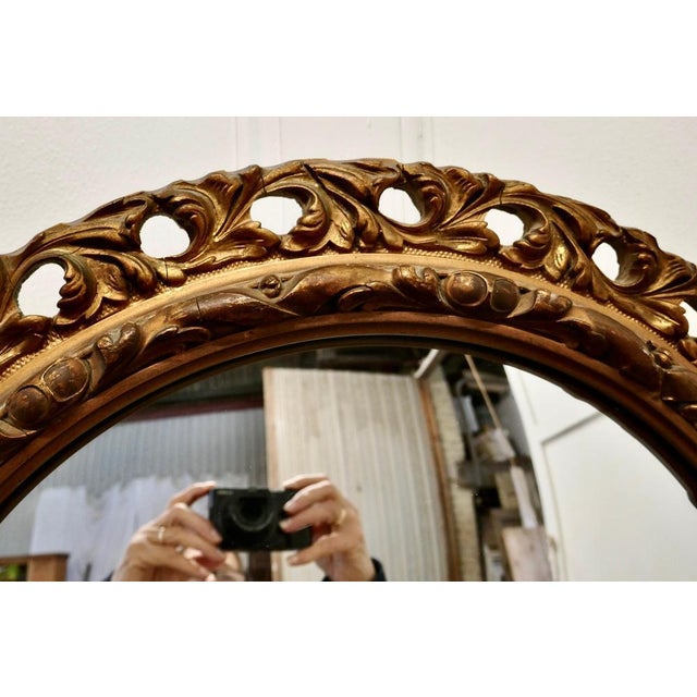 1930s Carved Convex Gilt Wall Mirror, 1930s For Sale - Image 5 of 6