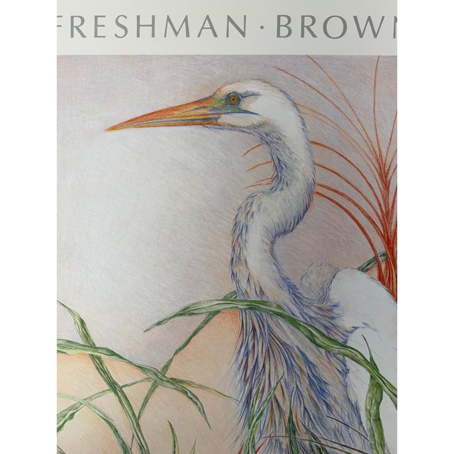 Realism 1987, White Egret, Offset Lithograph Print, Artist Louise Freshman Brown For Sale - Image 3 of 7