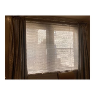 Custom Champagne Textured Drapery Panels With Sheer Shade & Curtain Rod For Sale