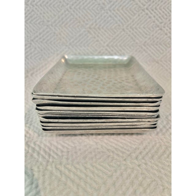 1950’s Mid-Century Hand-Hammered Aluminum Cocktail Appetizer Trays - A Set of 10 For Sale In New Orleans - Image 6 of 7