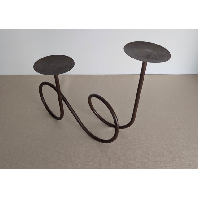 Late 20th Century Vintage Double Loop Metal Candleholder For Sale - Image 5 of 8