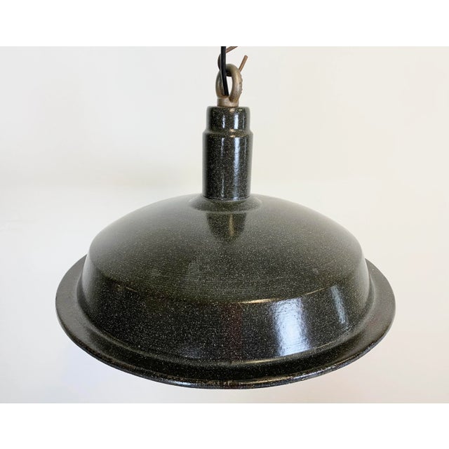 Mid-Century Modern Industrial Dark Gray Enamel Hanging Lamp, 1950s For Sale - Image 3 of 11