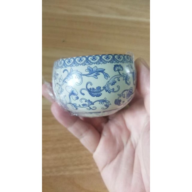 Asian Vintage Blue and White Incense Holder With Floral Motif For Sale - Image 3 of 6