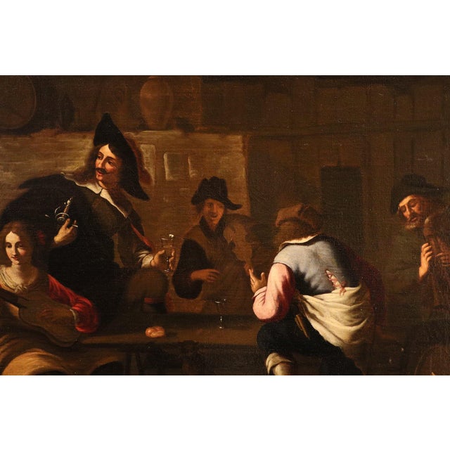 Roman Artist after Caravaggio, Company of Musicians, 1650, Oil on Canvas For Sale - Image 10 of 15