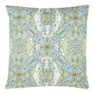 Scalamandre 22" x 22" Provence Pillow in Aqua Meadow For Sale