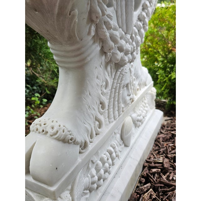 White Early 20th Century Antique Carved Marble Garden or Center Table For Sale - Image 8 of 12