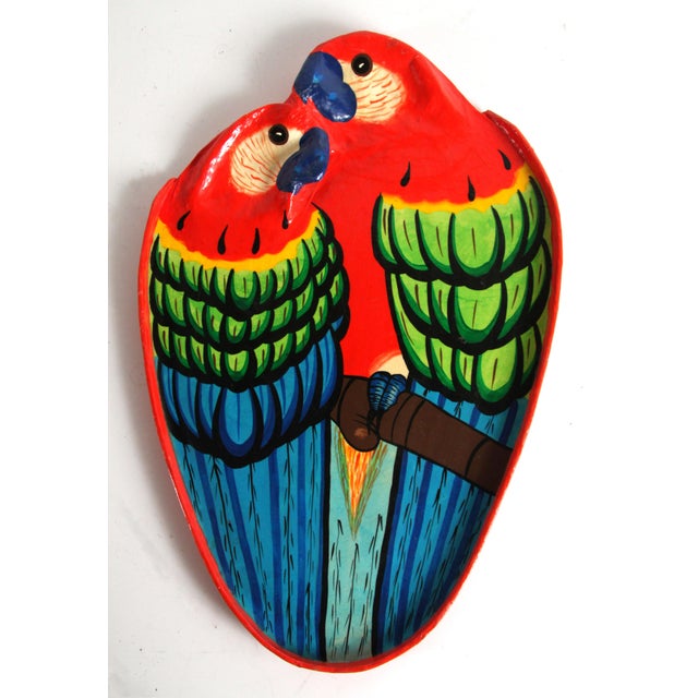1970s Vintage 1970's Mexican Paper Mache Parrots Bar Tray For Sale - Image 5 of 5