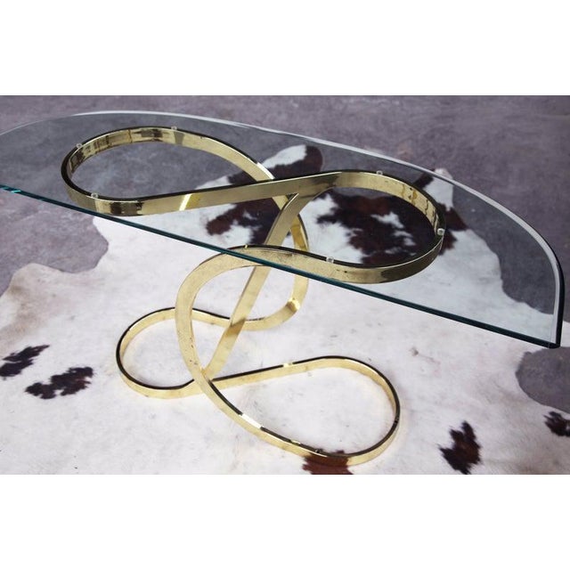 Mid-Century Brass Ribbon Curved Console Table by Milo Baughman Dia, 1970s For Sale - Image 9 of 11