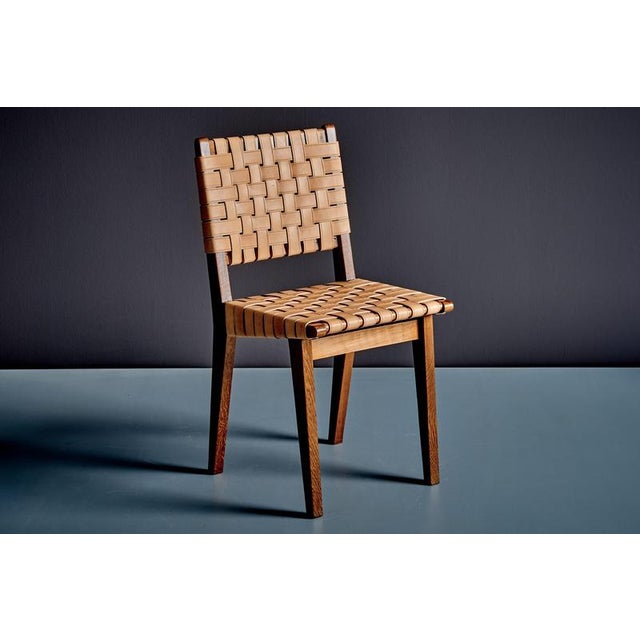 Jens Risom Oak Chairs with Leather Webbing by Jens Risom for Knoll, France, 1950s, Set of 2 For Sale - Image 4 of 15