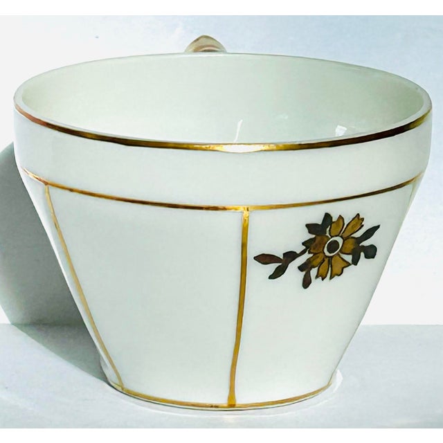 Mid 20th Century Art Deco Portuguese Espresso Cups and Saucers - Set of 8 For Sale - Image 5 of 12