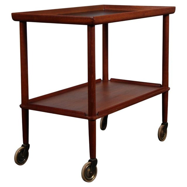 Wood Bar Cart in Teak and Brass from Søborg Møbler, 1960s For Sale - Image 7 of 7