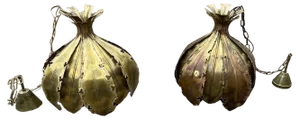 Brutalist Brass Onion Pendants by Holm Sørensen, Denmark, 1960s, Set of 2