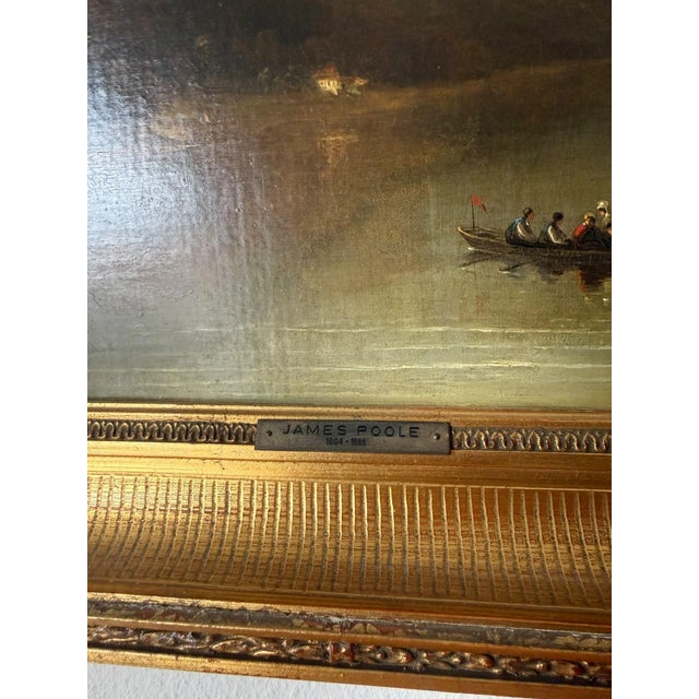 Blue James Poole, Pair of Mountain Lake Landscapes, 1800s, Oil on Canvas, Framed For Sale - Image 8 of 11