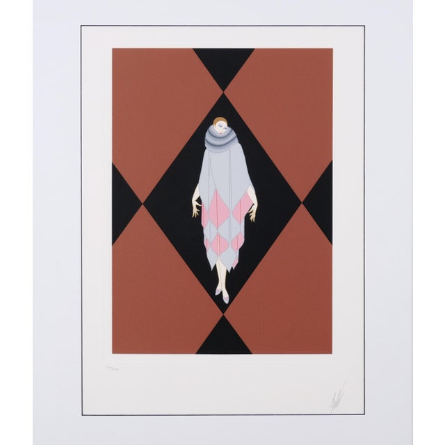 Art Deco 1979 Erte "Manhattan Mary Iv" Hand Signed & Numbered Limited Edition 241/300 Framed & Matted Serigraph For Sale - Image 3 of 7