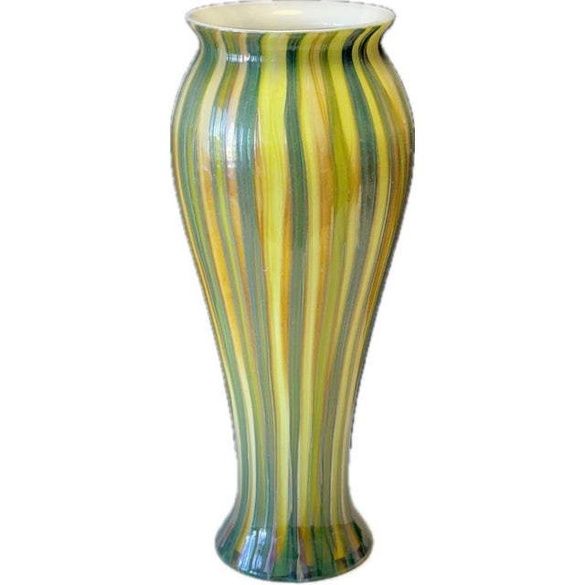 Japanese Reed Glass Vase in Shades of Green from Oljos Glass For Sale - Image 7 of 7