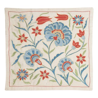 20"x20" All Silk Embroidered Throw Pillow. Modern Handmade Cushion Cover For Sale