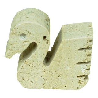 Italian Swan Sculpture in White Travertine by Enzo Mari for Fratelli Manelli, 1970s For Sale