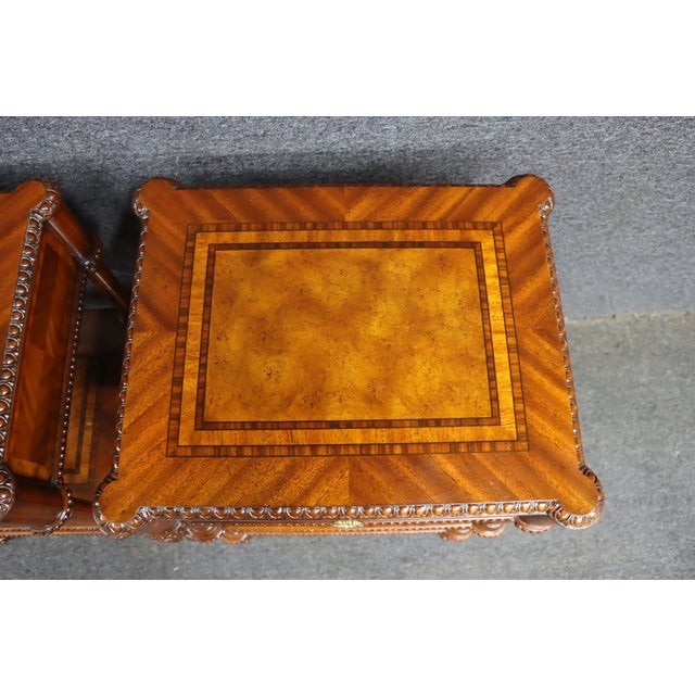 Late 20th Century Maitland-Smith Inlaid Mahogany End Tables For Sale - Image 5 of 13