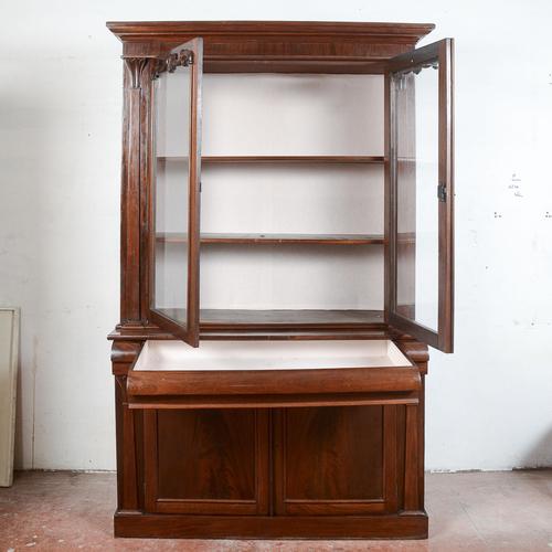 Mahogany Veneered 2-Body Display Cabinet For Sale - Image 4 of 9