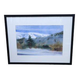 Original Tom Hoffmann Watercolor on Paper of Snowfield View, 2015
