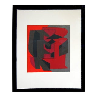 1970s Abstract Victor Vasarely Original Lithograph - Limited Ed. On Rives W/Frame For Sale