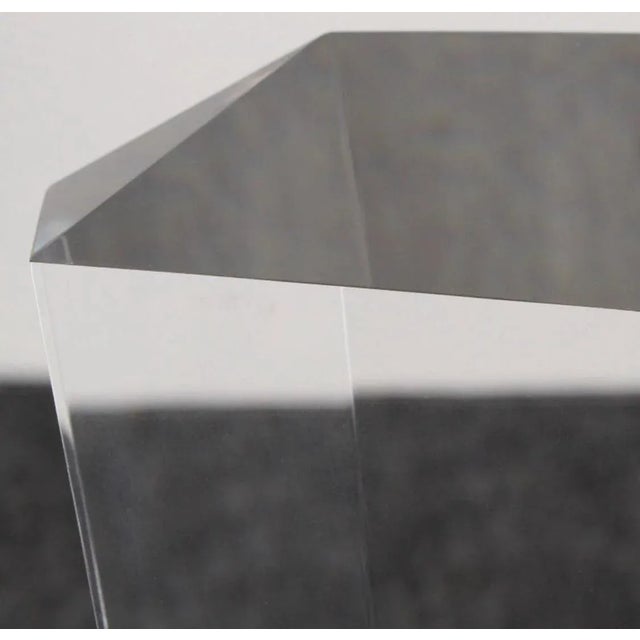 1970s Attributed to Jeffery Bigelow Acrylic and Bronze Dining Table Base With Starphire Etched Glass Top Included For Sale - Image 9 of 9