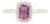 Art Deco Emerald-Cut Pink Sapphire & Diamond Halo Ring in 14k White Gold Size 9 For Sale