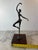 Vintage Abstract Bronze Ballerina Sculpture on Wood Base — Mid-Century Modern Figurative Art For Sale - Image 9 of 10